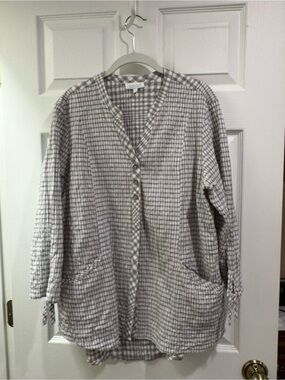Habitat Gray Checked Button-Front Women's Jacket